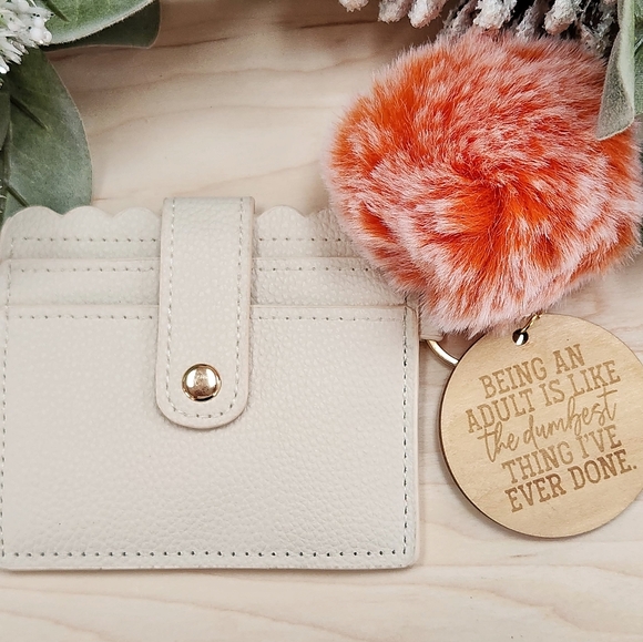 Wallet Keychain and Puff with Laser Engraved Charm - Being An Adult - Picture 1 of 11